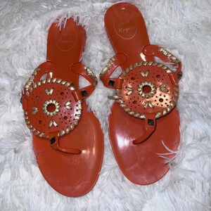 Jack Rogers Jelly Sandals size 8 Orange and Yellow / Gold Detail